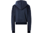 Donkerblauwe velours hoodie, achterkant.