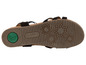 Zwarte sandalen van FootFlexx met een patroon van bloemen op de zool.