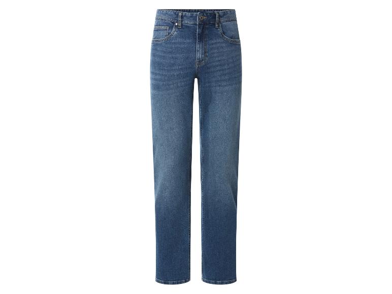 Blauwe denim jeans met rechte pijpen