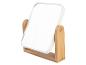 Make-upspiegel met wit frame en bamboe standaard