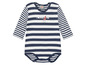 Een gestreepte baby romper met lange mouwen van Kanz.