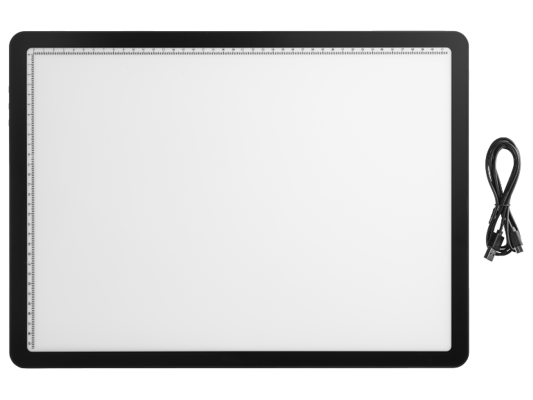 Lichtpad met meetschaal en USB-kabel