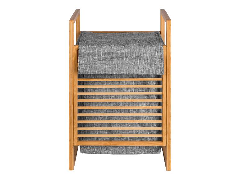 Bamboe wasmand met grijze stoffen zak