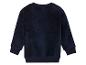 Een donkerblauwe fleece trui voor kinderen.