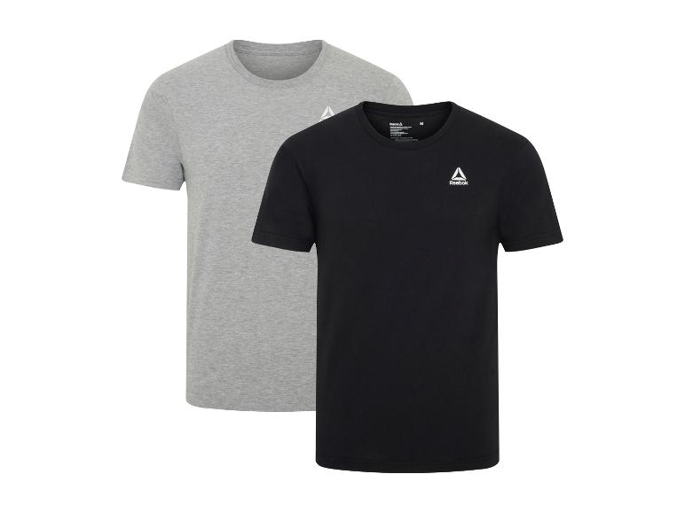 Reebok heren 2-pack T-shirts, één grijs en één zwart.