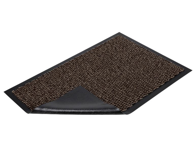 Bruine deurmat met zwarte rubberen rand en antislip onderkant.
