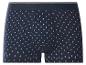 Herenboxershorts met donkerblauw patroon en elastische tailleband.