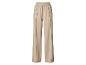 Beige wijde broek met elastische tailleband.