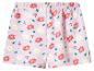 Roze short met bloemenprint van witte en roze madeliefjes.