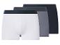Set van drie herenboxershorts in wit, grijs en zwart met donkere taillebanden.