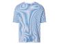Blauw-wit gestreept T-shirt met korte mouwen en ronde hals.