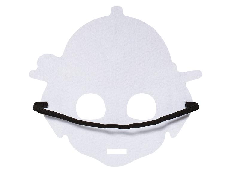 Een wit masker met een elastiek, geschikt voor een kostuum.