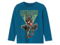Een blauwe longsleeve met Spider-Man print.