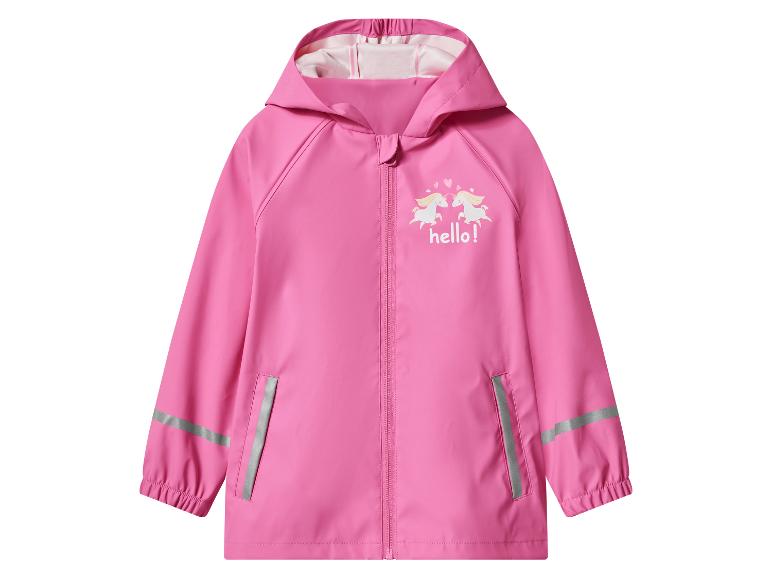 Roze kinderregenjas met eenhoornprint en reflecterende details