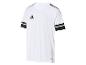 Wit Adidas sport-T-shirt met zwart logo en strepen.