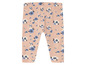 Roze leggings met bloemenprint.