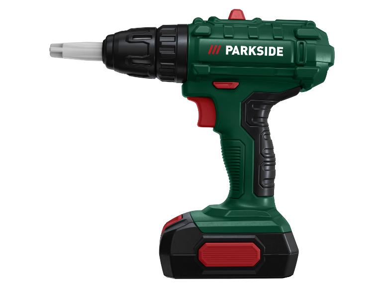 Groene en zwarte accuboormachine met het Parkside-logo.