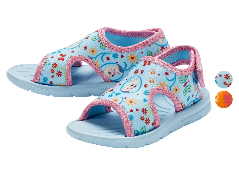 Blauwe sandalen met Frozen-print voor meisjes.