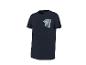 Donkerblauw T-shirt met korte mouwen met een auto- en palmbomenprint en de tekst 'ROAD TRIPPIN'.