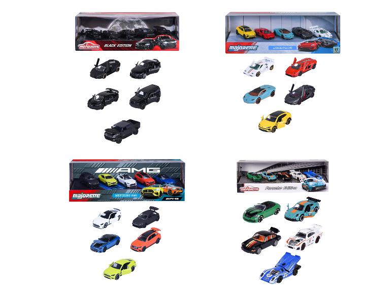 Majorette speelgoedautosets, inclusief de Black, Lamborghini, Mercedes-AMG en Porsche edities.