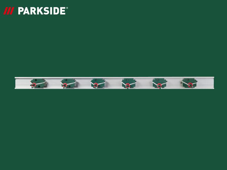 PARKSIDE® gereedschapshouder voor wandmontage met metalen klemmen.