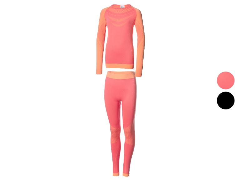 Kinder roze en oranje thermopak met lange mouwen top en legging.