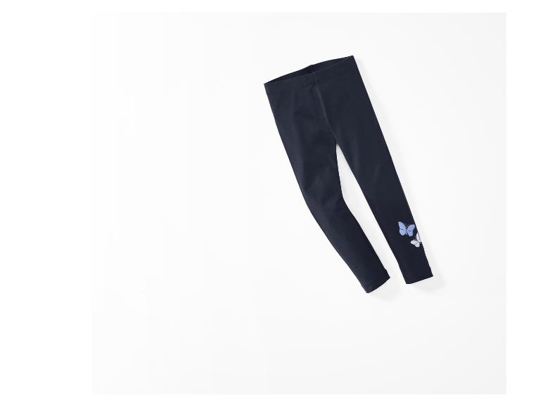 Donkerblauwe leggings voor kinderen met vlinderprint.