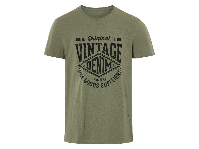 Een groene T-shirt met de tekst 'Original Vintage Denim'.