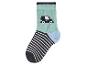 Kindersokken in mintgroen, blauw en zwart met auto- en streepjespatroon