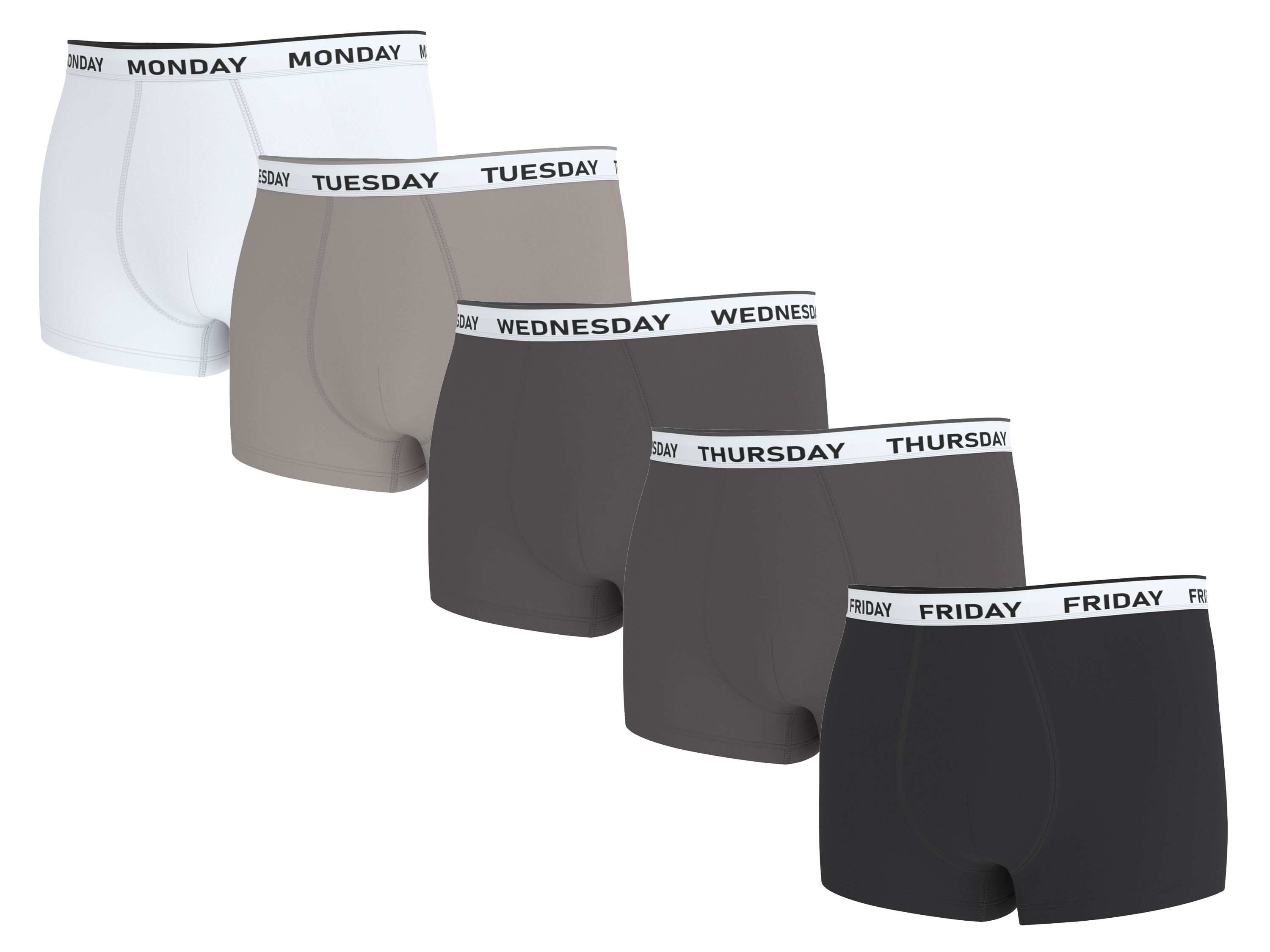 ESMARA MEN Heren boxers, 5 stuks (Wit/grijs/zwart, XL)