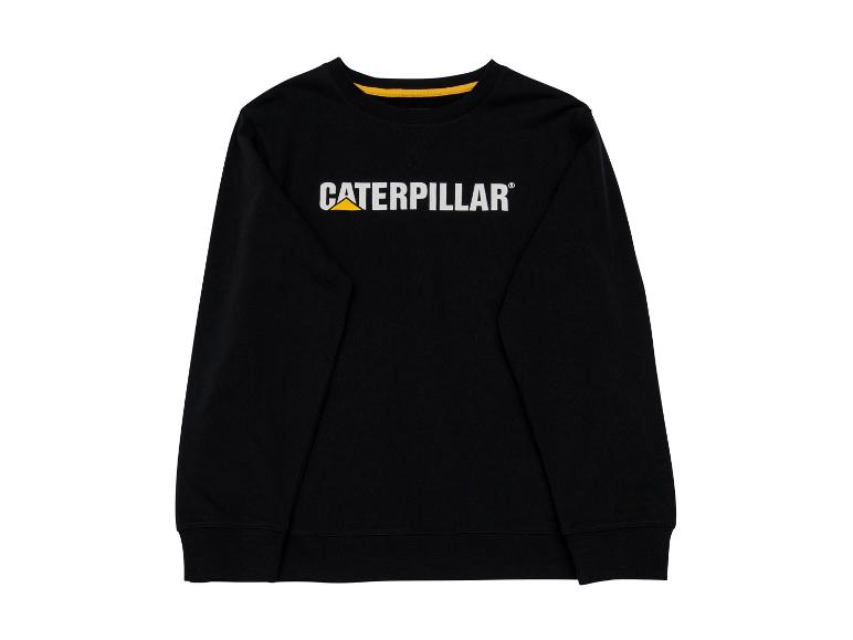 Zwarte sweater met witte tekst en geel detail