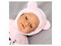 Babypop in roze pluche onesie met oren