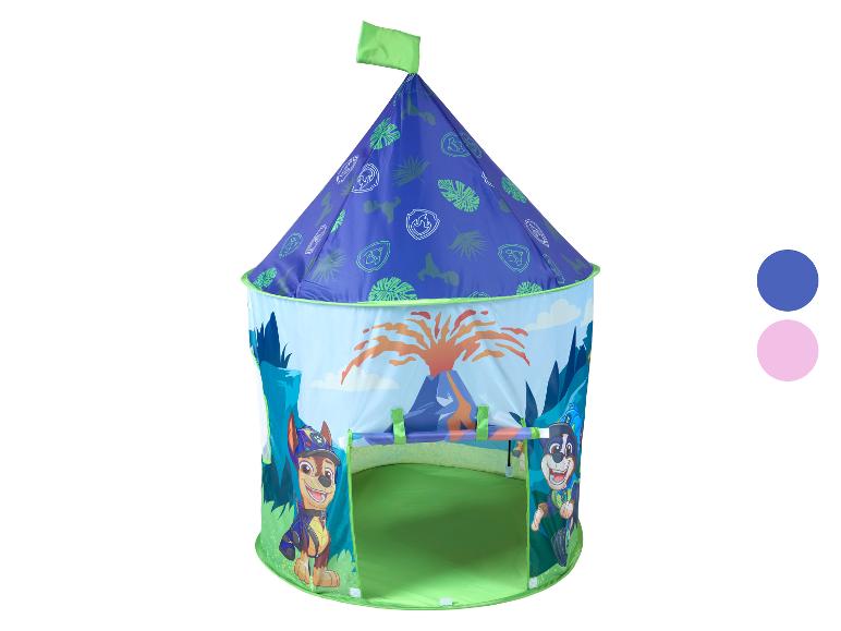 Kinderspeeltent met tekenfilmfiguren en dinosaurus-thema.