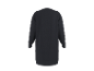 Achteraanzicht van een donkergrijze lange mouwen sweatshirtjurk met geribbelde manchetten en zoom.