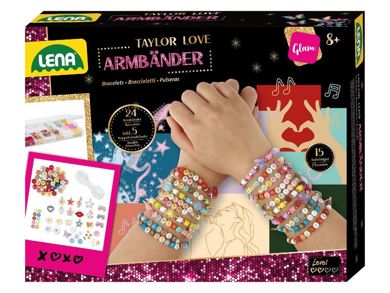 Armbanden maakset met letterkralen en bedels, glamoureuze stijl, 8+ jaar.