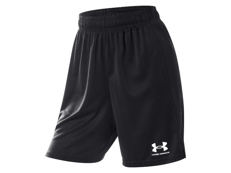 Zwarte sportshorts met elastische tailleband en wit logo
