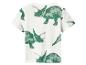 Wit T-shirt met een groene triceratops dinosaurusprint