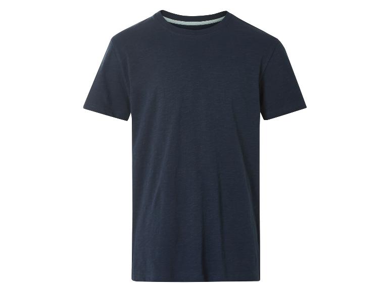 Donkerblauw heren t-shirt met korte mouwen.