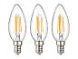 Drie filament LED kaarslampen met E14 fitting