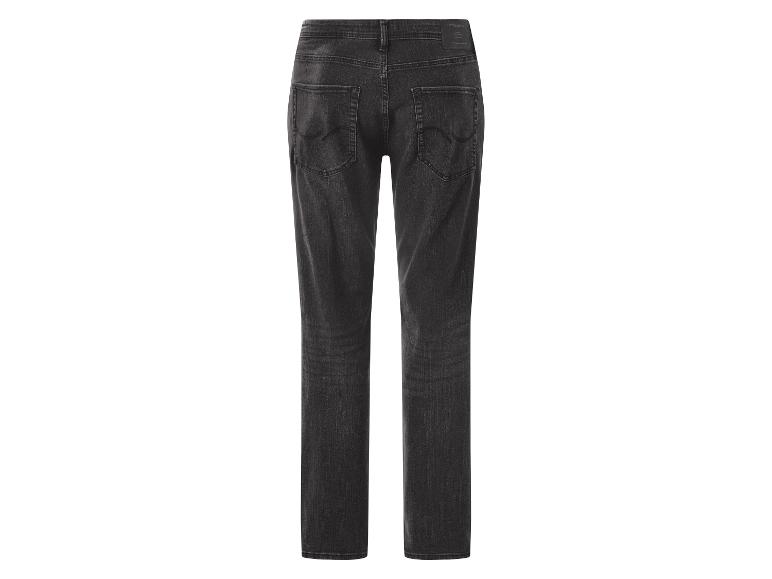 Donkergrijze herenjeans met een verwassen look en achterzakken.