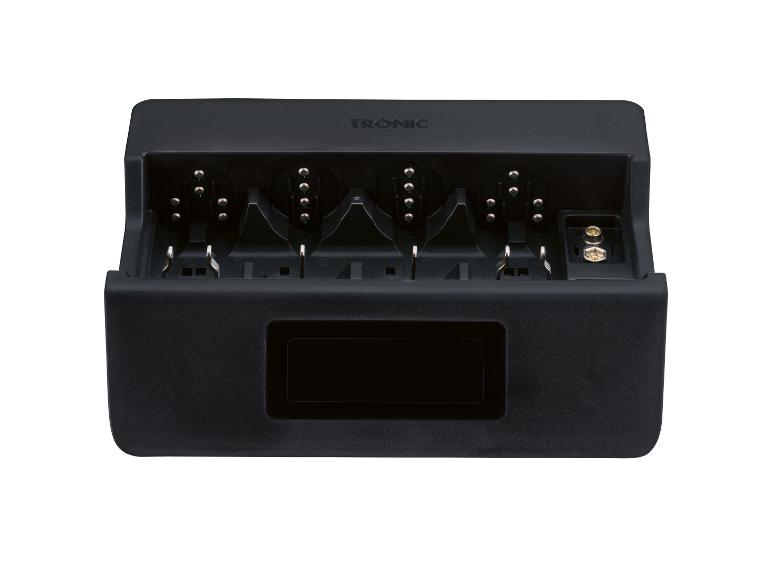 TRONIC acculader met vier sleuven en een extra oplaadpoort