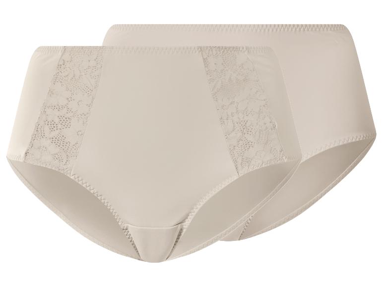 Twee beige dames high-waist slips met kanten details
