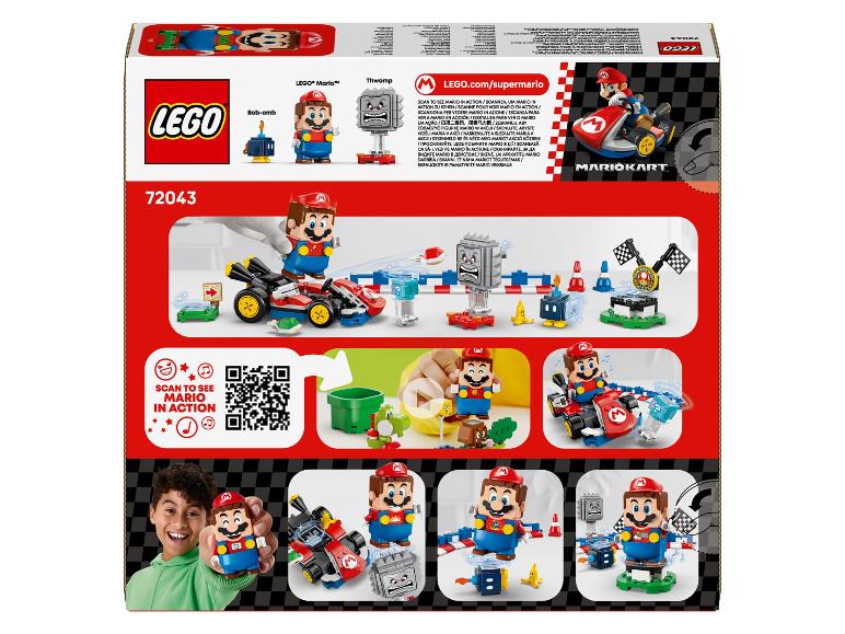 Mario Kart-thema speelset, inclusief Mario-figuur, voertuig en baanrekwisieten.