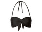 Een zwarte bandeau bikini top met strik.
