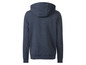 Donkerblauwe hoodie met capuchon.