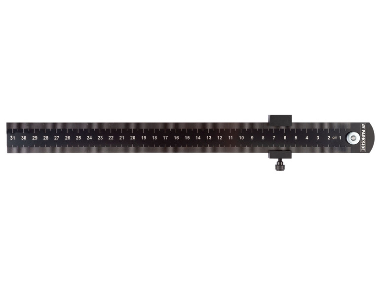 Een zwarte meetlat van Parkside met een lengte van 31 centimeter.