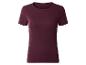 Dames geribbeld T-shirt met korte mouwen in bordeauxrood