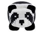 Zwart-witte panda knuffel met pixelontwerp, met zwarte oren en poten.