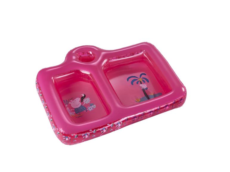 Roze opblaasbaar Peppa Pig zwembad met twee compartimenten.