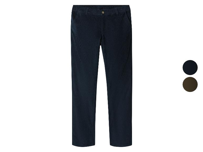Donkerblauwe corduroy broek met twee kleuropties.